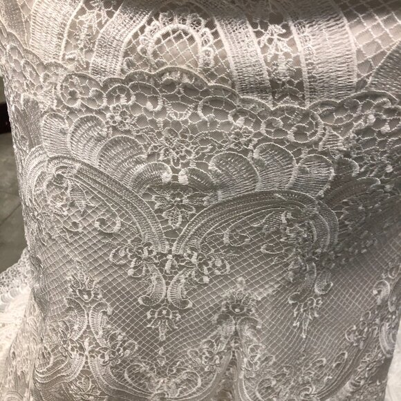 Mermaid Lace IVORY Wedding Dress, Plunging Vneck, Fitted Bum Sexy Fit & Flare - Picture 10 of 12